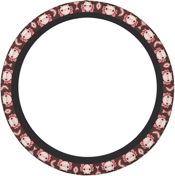Cute Axolotl Car Steering Wheel Cover, 15 Inch Steering Wheel Cover Stylish Decor for Most Cars