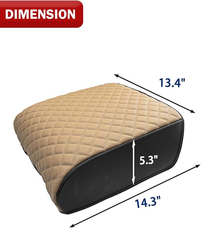 KBH Center Console Armrest Cover for 2021-2026 Ford F150, PU Leather, Middle Console Lid Protector, Arm Rest Cushion Thick Pad, Baja Tan (Fits Bucket Seat Console Only)