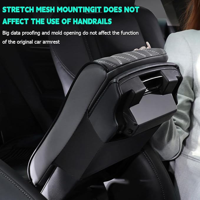 Mandark Car Center Console Cover, Soft Leather Memory Foam Automotive Armrest Seat Box Cushion Pad, Waterproof Comforable Vehicle Arm Rest Mat Accessories, Universal for RV, SUV, Truck (Black)