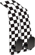 AEWNUNK Car Headrest Purse Hanger Black and White Checkered 1 Pack Bag Purse Holder for Car Premium Leather Double Metal Hook for Handbags, Grocery Bags and Phones