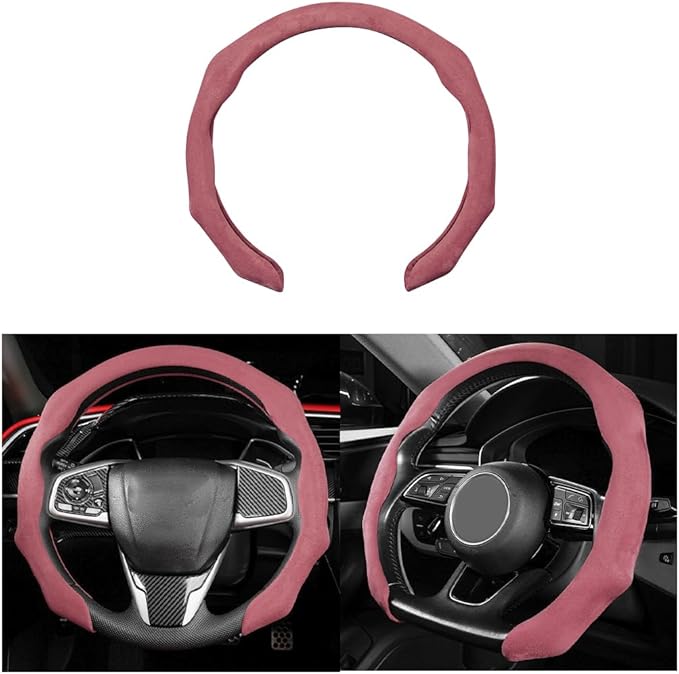 Mandark Car Steering Wheel Cover, Suede Sport Vehicle Steer Wheel Protector Fitting 15 Inch, Non-Slip Comfortable Automotive Interior Decoration Accessories, Universal for Most Cars (Wine Red)