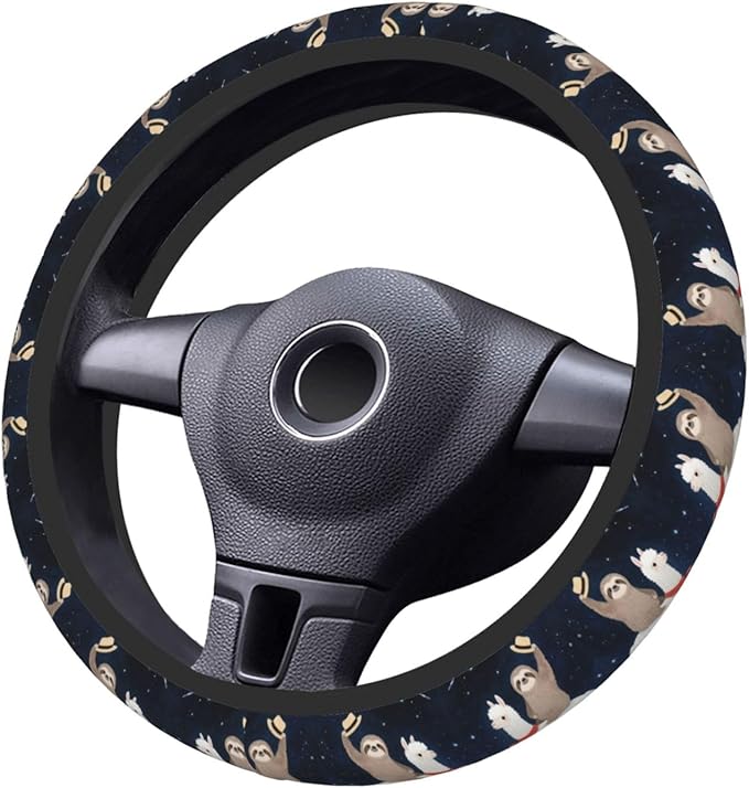 Sloth Llama Painting Universal Fit Steering Wheel Cover for Car, Truck, and SUV, Durable Steering Wheel Protection