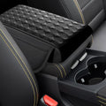 Car Center Console Cover with Storage Pocket, Waterproof Leather Car Armrest Cover Cushion Pad Distributes Elbow Stress, Non-Slip Middle Console Storage Box Covers for Most Vehicles (Black)
