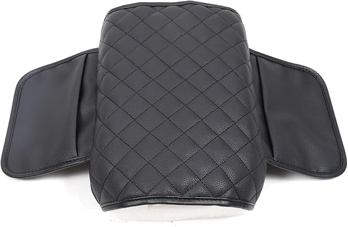 Center Console Armrest Cover for Honda Pilot 2003 2004 2005 2006 2007 2008 Accessories, Leather Armrest Lid Cushion Pad, Armrest Seat Box Cover Mat with Pockets (Black)