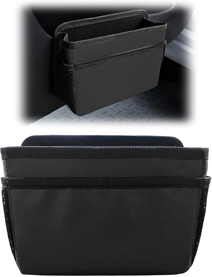 Car Trash Can, Mini Waterproof Hanging Auto Foldable Garbage Organizer Holder, Multi-Pocket Foldable Vehicle Interior Storage Bag Container Accessories for Cars, SUVs, Trucks (Black)