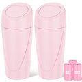 Kincown Car Trash Can, 2 Packs Mini Car Trash Bin with Lid, Leakproof Cup Holder Car Garbage Can with 60 Trash Bags, Vehicle Front Back Seat Organizers and Storage for Car, Home, Office, Pink
