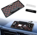 NHHEO Car Anti Slip Mat Dashboard Tray Decorations Sticky Pad Multi Functional Thicken Washable Checkerboard Design with Universal Number Plate for Aromatherapy Sunglasses Key(Black&Brown)