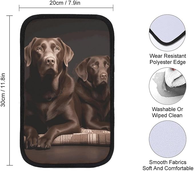 Brown Labrador Retriever Car Armrest Cover Universal Auto Center Console Pad Car Armrest Set Box Cover Protector for Most Vehicle, SUV, Truck, One Size