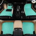 Custom Luxury Leather Car Floor Mats Upgrade Your Car's Interior All-Weather Protection for Cars, SUVs, Trucks Compatible with Automotive Floor Mats (Beige+Tiffany Blue)