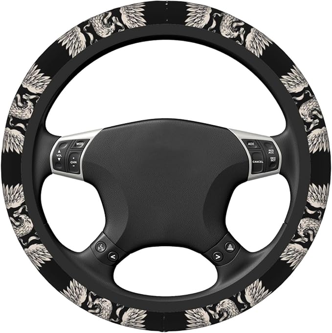 Car Steering Wheel Cover with Anti-Slip Lining, Universal 15 inch Wheel Cover, Fashion Car Interior Accessories for Women Men - Bald Eagle