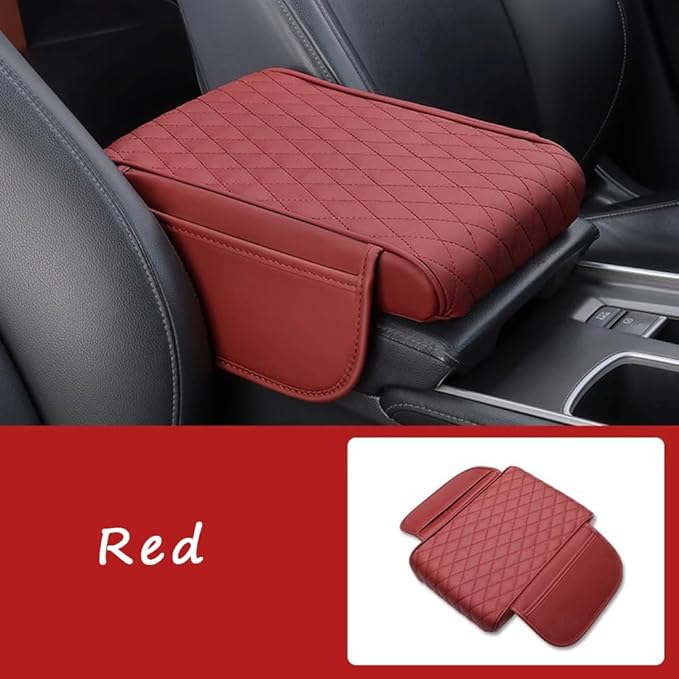 Car Armrest Cushion for Buick Enclave 2008–2025 2026 C1XX,Multifunctional Car Armrest Heightening Pad,Car Center Console Cover,Waterproof Nappa Leather Arm Rest Protector,Red