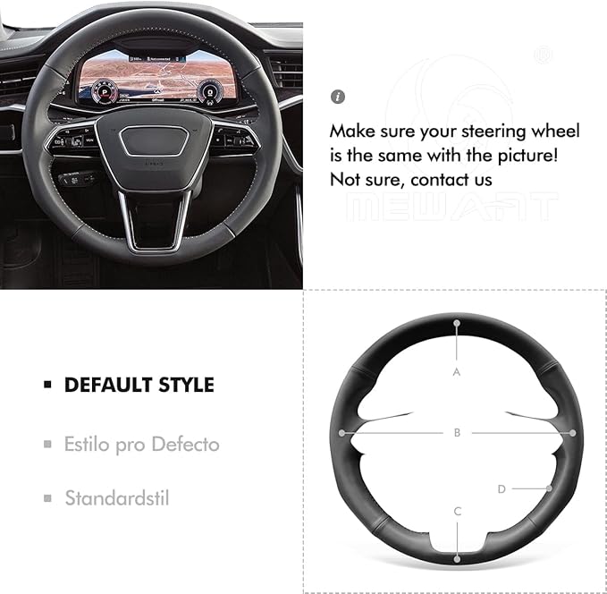 MEWANT Custom DIY Black Smooth Artificial Leather Steering Wheel Cover for Audi A6 Allroad A7 RS 6 Avant RS 7 S6 A7