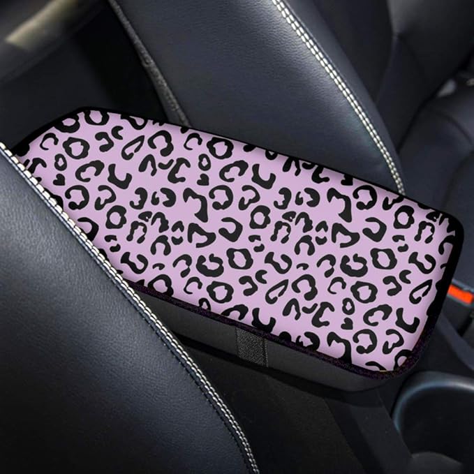 Leopard Soft Surface Fashion Auto Car Center Console Armrest Cushion Cover Pad Universal Size for Most Sedan Truck SUV Seat Box