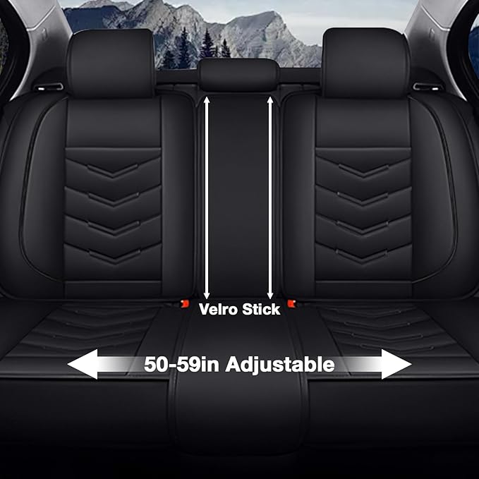MVRVMV Leather Car Seat Covers for Ford Edge 2007-2024, Wear-Resistant & Anti-Slip Seat Cover (5 Seat Standard, Black)