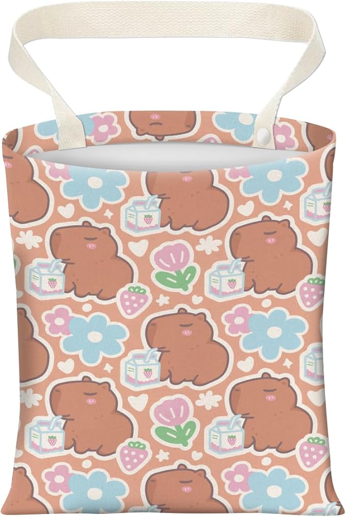 AXZOPDE Cute Car Trash Can, Hanging Canvas Car Back Seat Organizer and Storage Bag, Funny Car Trash Bag for Travelling, Outdoor Cute Brown Capybara