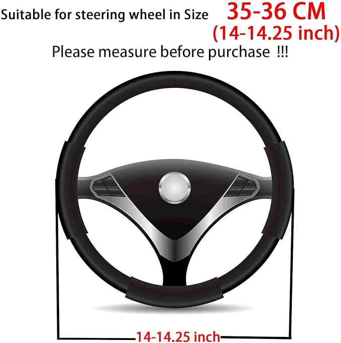 Suede Steering Wheel Cover,Compatible with Toyota Prius C V Plug-ln 86 Suede Leather Sport Non-Slip Wheel Cover Car Interior Accessories 14-14 1/4 inch for Man and Women