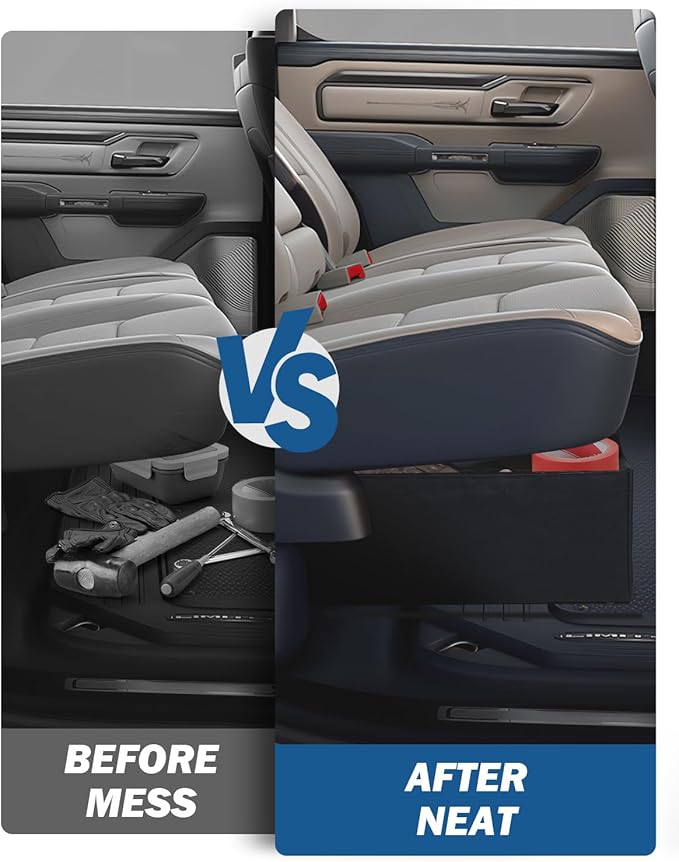 JOYTUTUS Under Seat Storage Compatible With Ram 1500 2019 2020 2021 2022 2023 2024 2025 2026 Crew Cab(New Body Style), Underseat Truck Under Seat Storage Organizer Back Seat Accessories