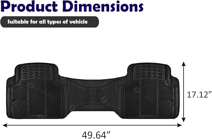 ZONETECH Rubber Car Interior Floor Mat Premium Quality All Weather Protection-Perfect for Car, Truck and SUV