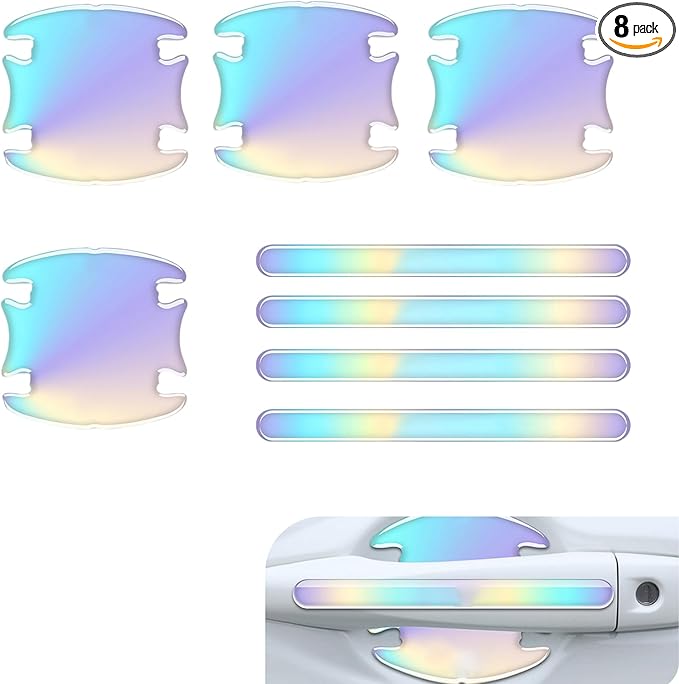 8 PCS Car Door Handle Protectors, Self-Adhesive Auto Doors Handle Cover Guard Protective Film, Scratch Car Door Handles Bowl Sticker, Universal for Most Cars, Trucks, SUVs (Multicolored)