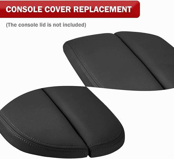 KBH Center Console Cover Replacement for Acura MDX 2007 2008 2009 2010 2011 2012 2013, Vinyl Leather, Armrest Replace Skin Upholstery, Black