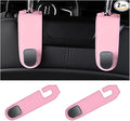 2PCS Car Headrest Hook, Leather Automotive Back Seat Hanger Holder Hooks Storage Organizer for Purse Drink Grocery Bag Coat Handbag, Vehicle Organization Accessories, Universal Fit（Pink）