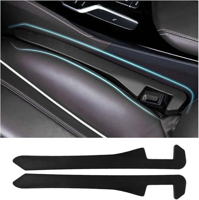 2PCS Car Seat Gap Filler - Elastic Car Seat Gap Filler Organizer Universal for Car Truck Suv Between Seat and Console - Prevent Items from Droping - Add Style to Your Car Accessories (Black/2pcs)
