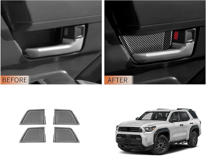 HAISASLLAY Car Inner Door Handle Bowl Cover Trim Compatible with Toyota New 4Runner 6th Gen. 2025 2026+, ABS Scratch Protector, Interior Accessories 4PCS, Carbon Fiber Pattern