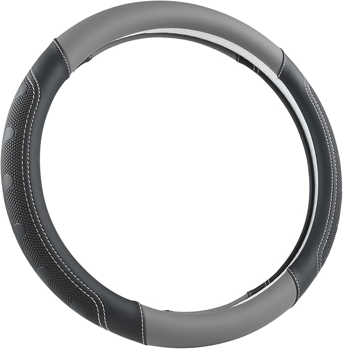 GIANT PANDA Car Steering Wheel Cover for Ford - F150 F250 F350 Expedition, (15.5-16 inches - Black+Gray)