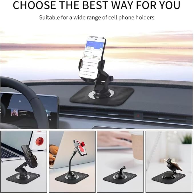 Car Dashboard Non Slip Mat ，Rubber Dash Board Non Stick Mount Holder Mat ，Slim Portable Dashboard Ultra Thin ，Compatible with iPhone, Samsung, Android Smart GPS Garmin Navman