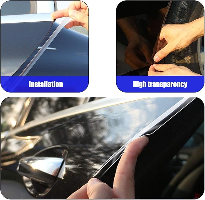MYFAMIREA Car Door Transparent Seal Strip Door Edge Cover Guard Strips Entry Sill Guard Scuff Plate Protectors Invisible Universal Anti-Scratch Waterproof Tape for Rear Bumper (33Ft x 1.2In)