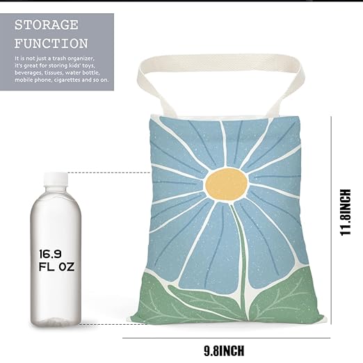 Groovy Flower Car Trash Can, Car Trash Bag Hanging, Waterproof Cars Back Seat Hanging Organizer and Storage Trash Bags for Vehicle Travelling Camping