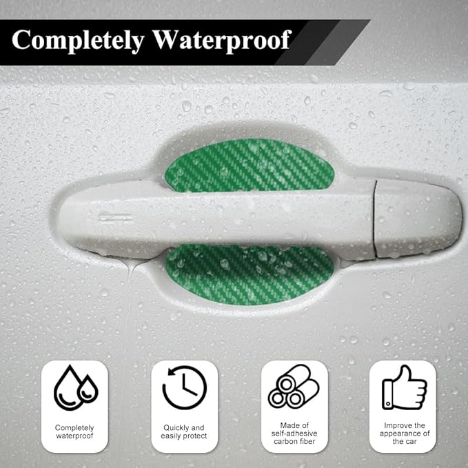 4PCS Car Door Handle Cup Scratch Protector, Car Door Handle Sticker, Scratch Auto Door Protective Film, Car Accessories Car Door Handle Protective Films Universal for Cars (Green, 4PCS)