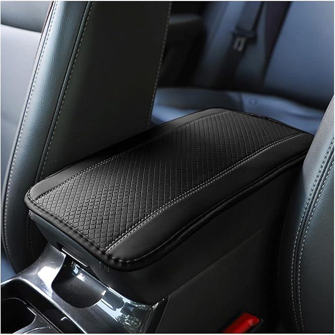 Armrest Pad for Car, PU Leather Auto Center Console Cushion Mat, Four Seasons Automotive Armrest Seat Box Cover, Universal Vehicle Interior Accessories for SUV, Truck, Van (Black/Gray)