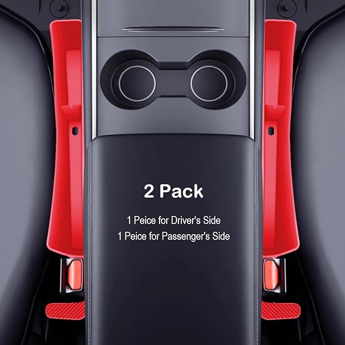 LeaHun Car Seat Gap Filler Organizer, 2 Pack No-Drop Seat Side Gap Filler Plug Strip with Storage & Belt Slot, Universal Fit Auto Catcher Fill The Gap Between Seat & Console for Car, SUV, Truck, Red