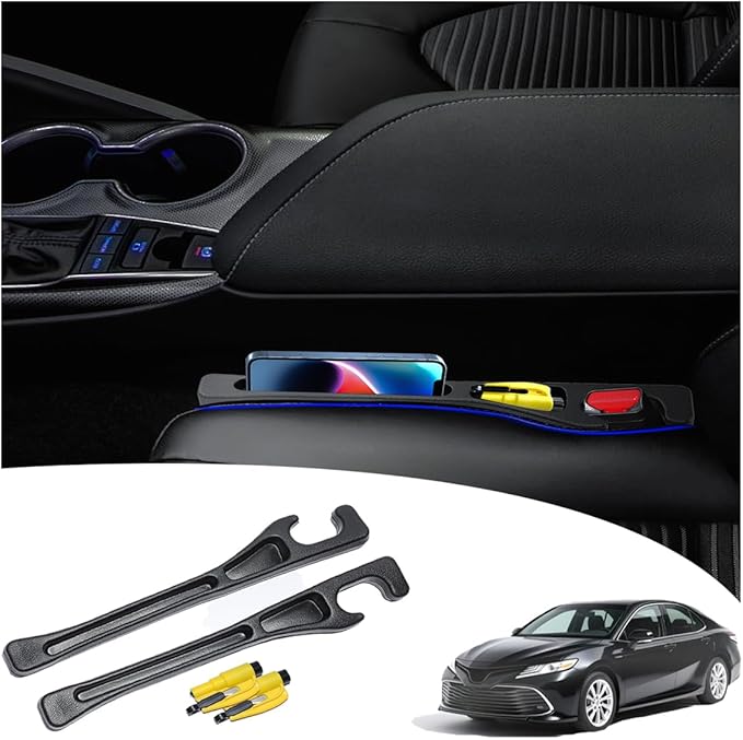 LLXGAB 【Compatible with Toyota Camry】 Seat Gap Filler，No Drop Seat Guard Compatible with Toyota Camry,Drop Seat Guards for Cars(2Pcs),Emergency Keychain Car Escape Tool(2Pcs)