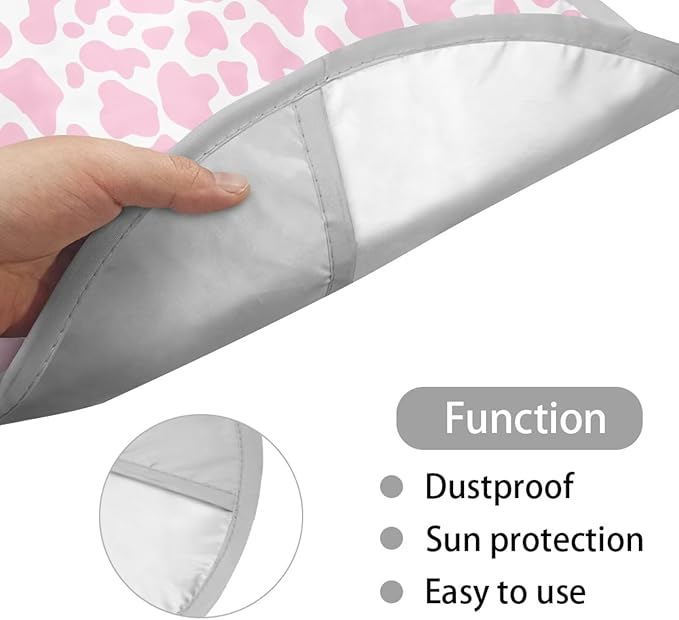 Pink Cow Print Car Steering Wheel Sun Shade Cover Universal Steering Wheel Sunshade 17 Inch Car Rudder Protector Block UV Rays Reflector Easy to Install