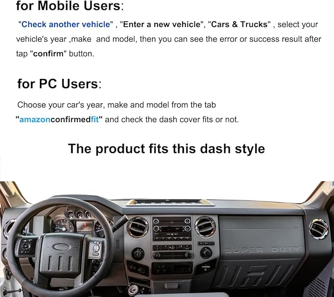 Yiz Dashboard Cover Dash Cover Mat Custom Fit for Ford Super Duty F250 F350 F450 F550 Without Touch Screen J238 (Beige)