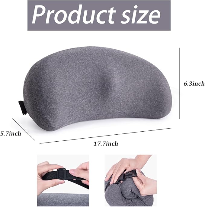 Car Lumbar Support Pillow, Ergonomic Memory Foam Vehicle Seat Back Support Pillow for Sciatica Pain Relief, Comfortable Automotive Seat Cushion Pad, Universal for SUV RV Truck (Gray)