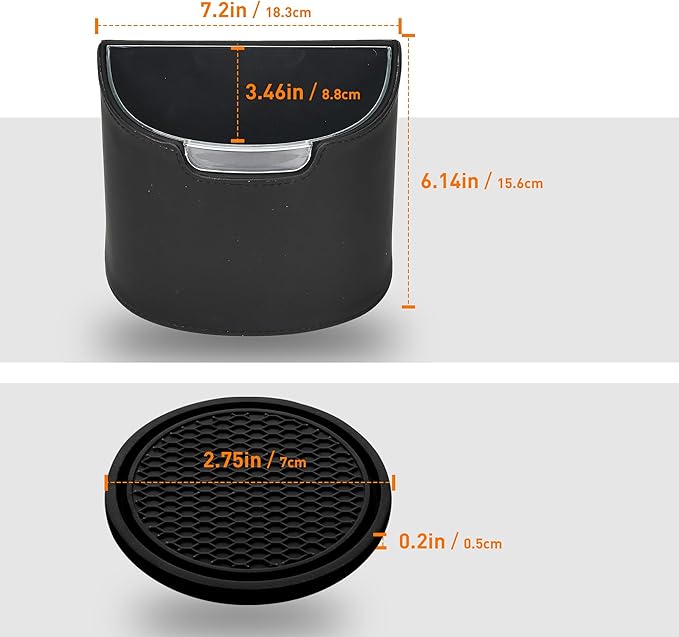 1Pc Car Trash Can and 4Pcs Car Coasters for Vehicle, Home, Office, Multipurpose, Car Accessories for Men and Women