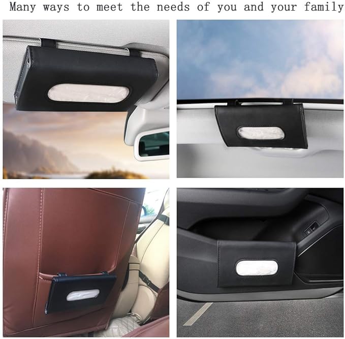 Fredysu Car Visor Tissue Holder, Sun Visor Napkin Holder Backseat Tissue Case, Premium Car Tissue Box for car, Vehicle (Black)