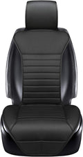 Universal Car Seat Cover PU Leather Car Seat Cushion Driver Seat Cover with Backrest- Car Front Seat Protector Fits 95% of Vehicles-1 Piece (Black-B)