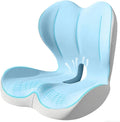 Seat Cushion for Office Chair and Car, Lumbar Support Pillow for Office Chair, Memory Foam Ergonomic Seat Cushion for Long Sitting, Back & Tailbone Pain, Sciatica - Blue & Gray