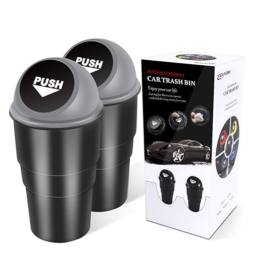Cup Holder Trash can for car with Lid, Mini Garbage Cans for Back seat Leakproof Vehicle Automotive Cup Holder Car trashcan, Small Trash Bin for Automotive Office Home Kitchen (GREY002)
