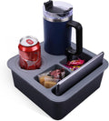 Car Cup Holder Tray Bonfixe 4-Inch Anti-Spill Design - Stable Backseat Organizer with Anti-Slip Pads | Food-Grade Silicone Couch Caddy for Car, Truck, Home, Office (Black-Grey)