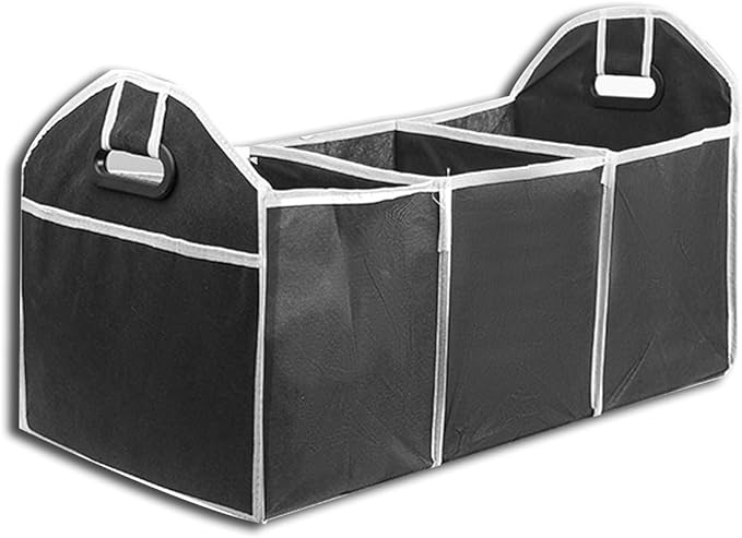 Car Trunk Organizer, Foldable Storage Organizer with 3 Compartments, Storage Box for Auto, Portable Waterproof Bag for Cargo Trunk, Car Accessories Universal for SUV, Truck, Van