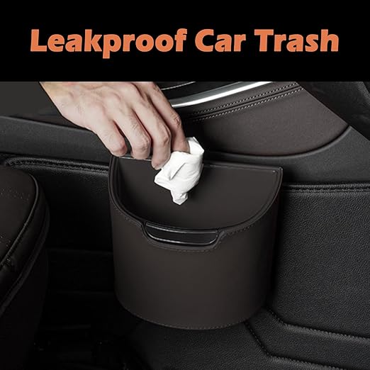 LoopTime Leakproof Car Trash Can,Mini Car Trash Bin for SUV and Truck,Small Removable Liner Garbage Can,Waterproof Automotive Trash Can for Vehicle,Home,Office,Multipurpose,Easy to Clean (Black)