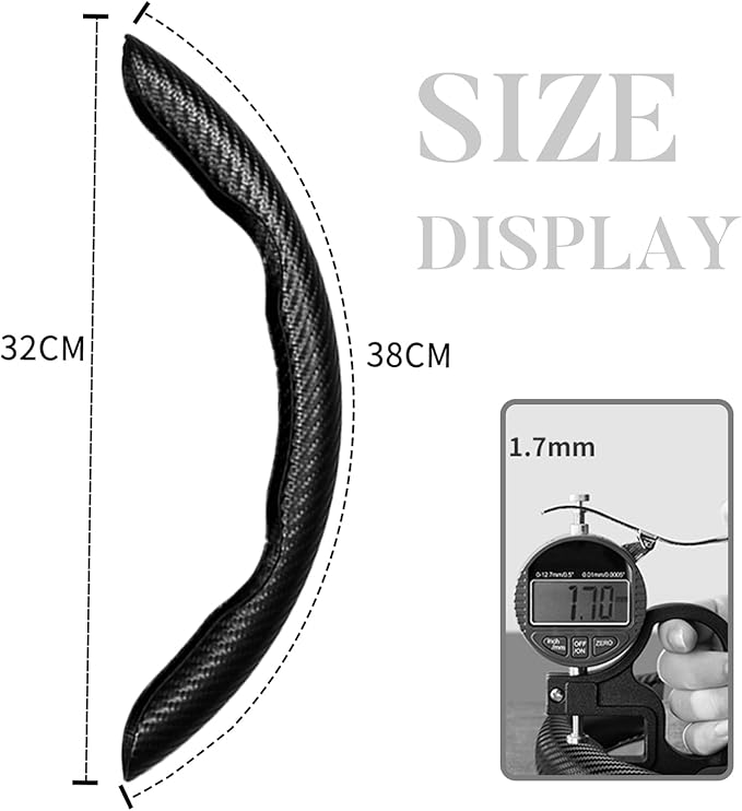 Carbon Fiber Steering Wheel Cover 3pcs Anti-Slip Car Steering Wheel Accessories Snap on Grip 15 inch Universal Matte Black