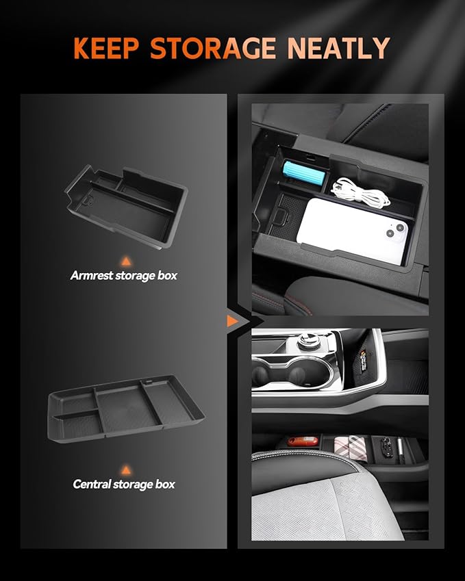 CDEFG 2-Pack Combo for Chevy Equinox 2025 2026 Accessories Center Console Organizer Tray Equinox (LT, RS, Activ) Armrest Storage Middle Console Insert 2PCS