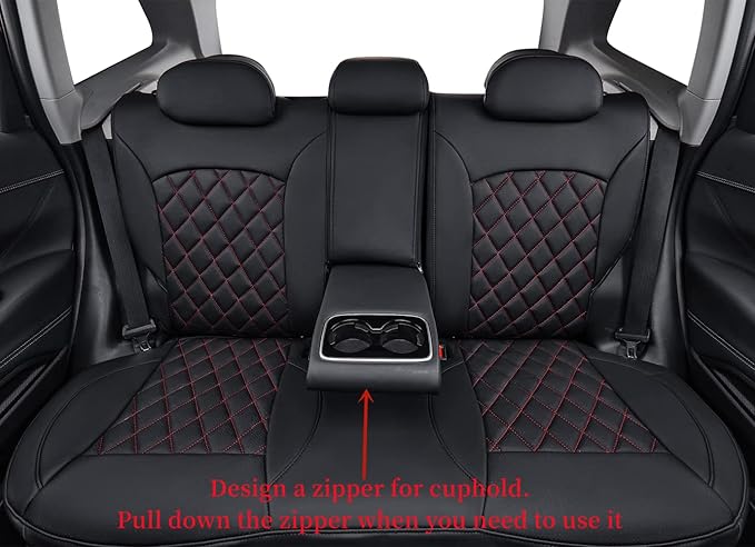 coverdream Custom Seat Covers Compatible with Select Subaru Legacy 2015 2016 2017 2018 2019 Models - Leatherette (Black/Red,Full Set)