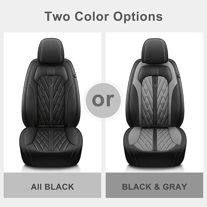 TTX LIGHTING Seat Covers for Car 2 Front Seat Fit for Ford Fiesta 2011-2019, Leather Seat Covers Breathable Waterproof Seat Protectors Automotive Seat Cushion with Airbag Compatible (2 Seats, Grey)